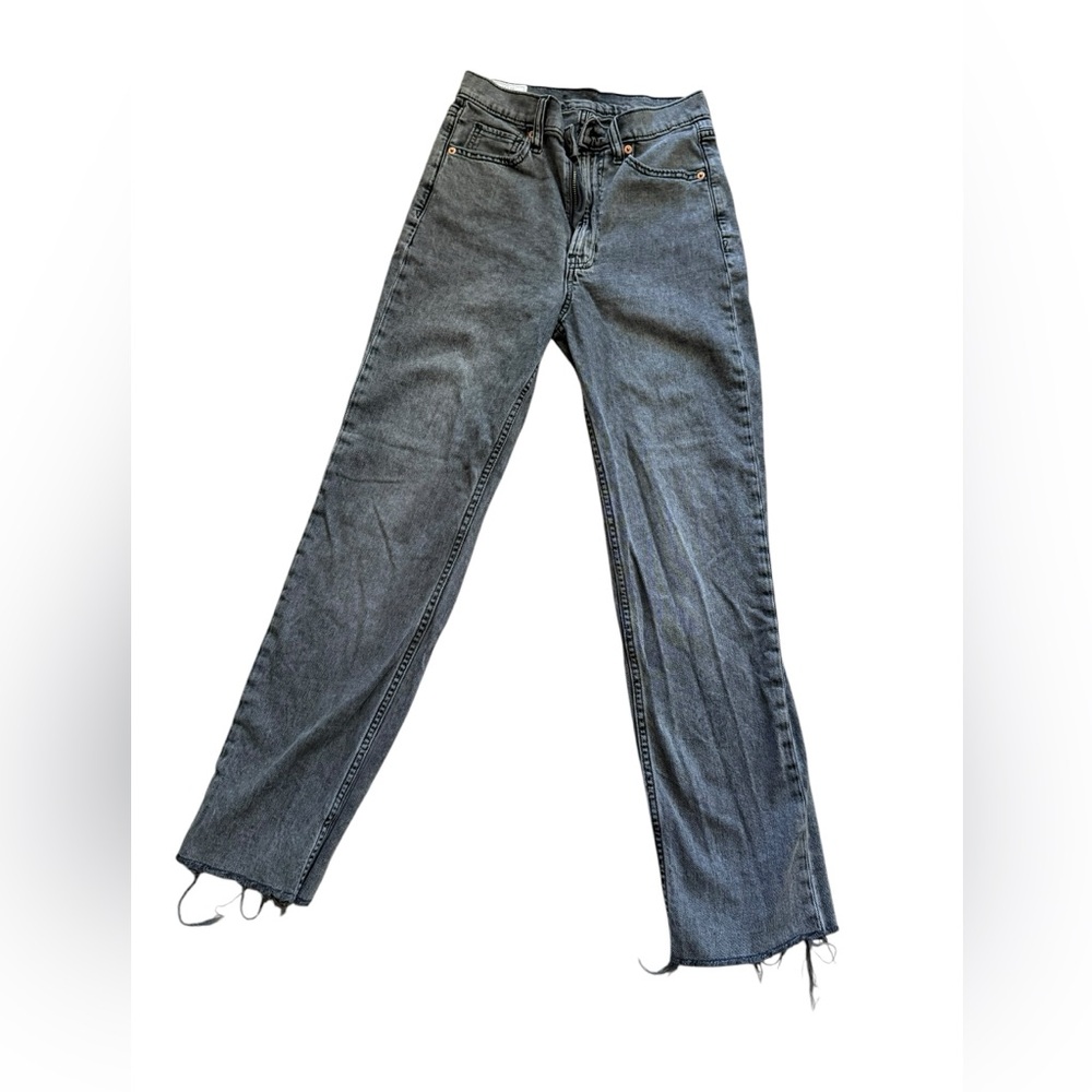 GAP Women's 90s Loose High Rise Straight Leg Jeans in Washed Black Gray